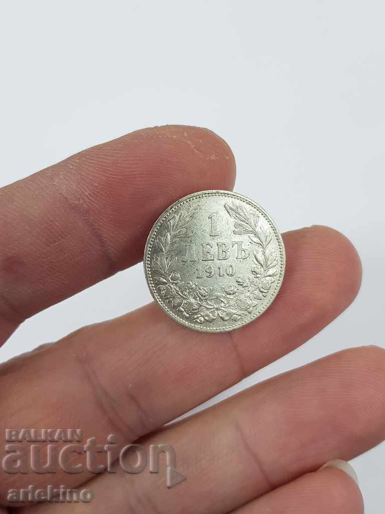 Българска сребърна монета 1 лв. 1910 г.