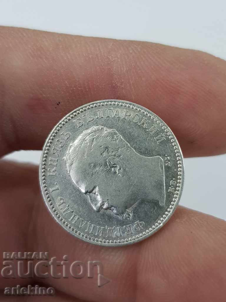 Quality princely silver coin BGN 1 1891 - 6 Quality princely silver coin BGN 1 1891 - 6