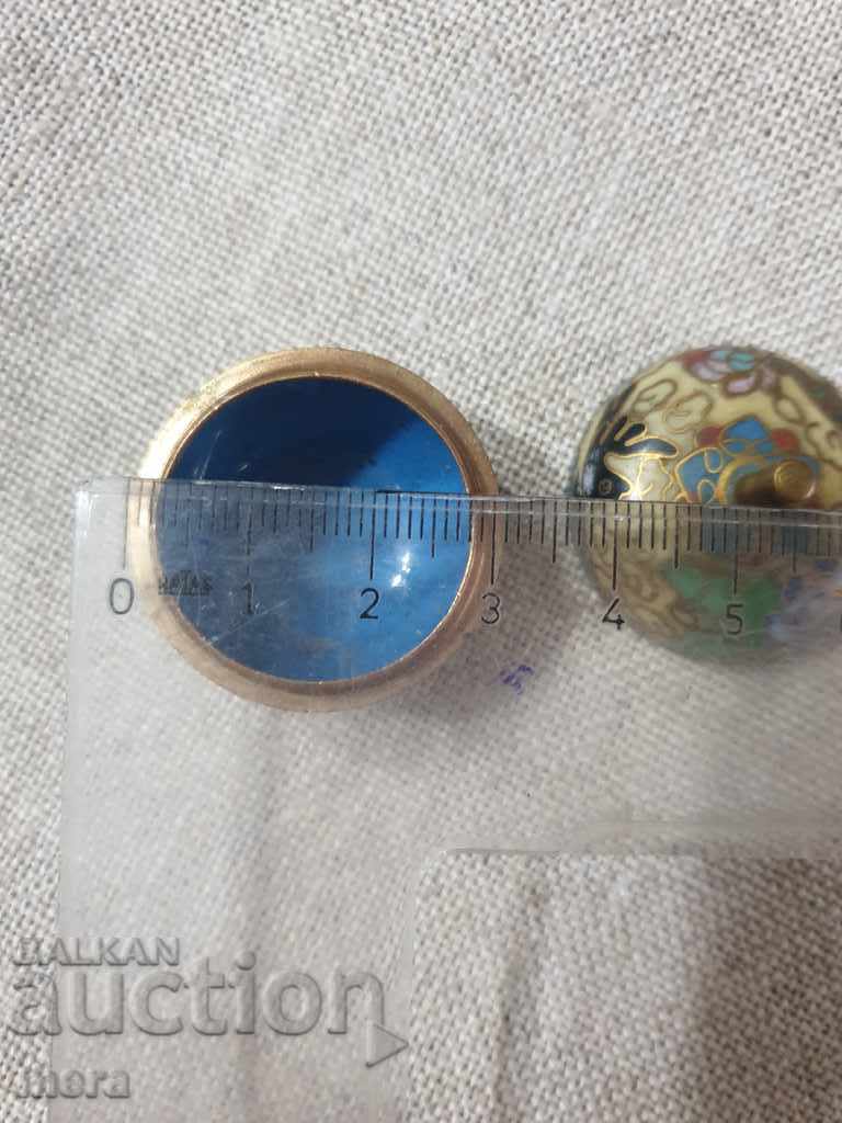 Antique round box made of bronze and colored enamel - 6 Antique round box made of bronze and colored enamel - 6