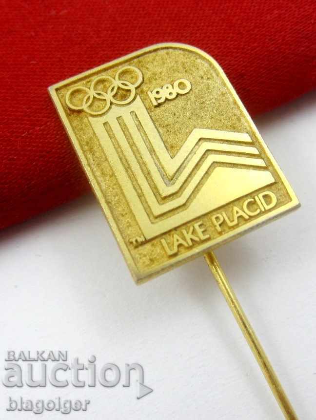OLYMPIC BADGE-LAKE PLACID-1980 OLYMPICS-OFFICIAL LOGO