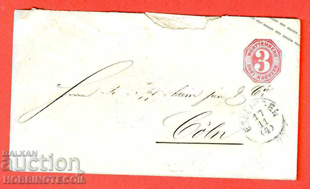 GERMANY traveled letter WURTTEMBURG - 1860 - 3 k