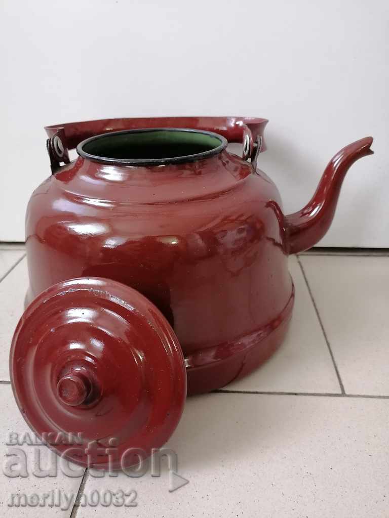Auction Enameled teapot, soup with enamel, Bulgaria Auction Enameled teapot, soup with enamel, Bulgaria