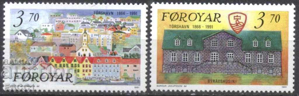 Pure stamps Architecture Torshavn 1991 from the Faroe Islands