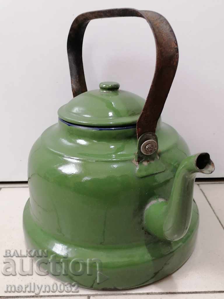 Auction  Enameled teapot, soup with enamel, Bulgaria