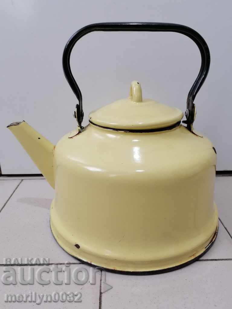 Auction Enameled teapot, soup with enamel, Bulgaria Auction Enameled teapot, soup with enamel, Bulgaria