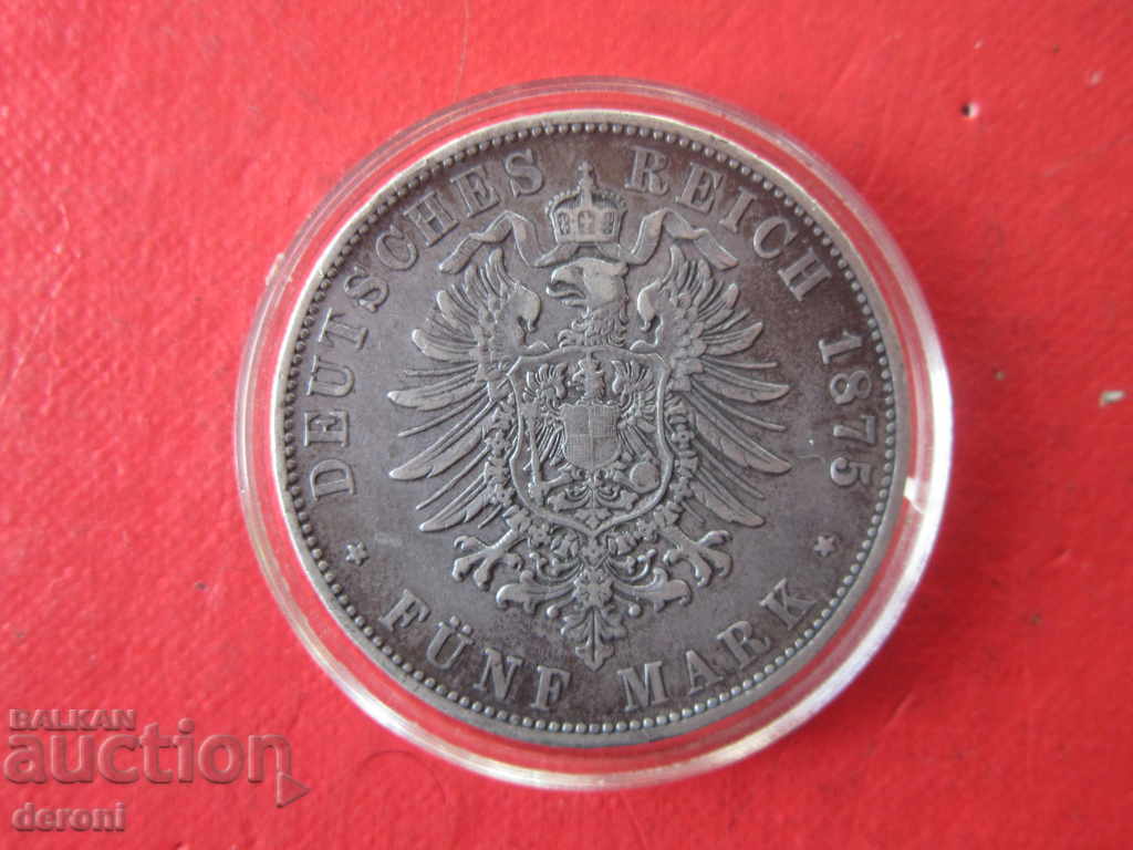 Auction 5 Mark stamps 1875 Ludvig silver coin Auction 5 Mark stamps 1875 Ludvig silver coin