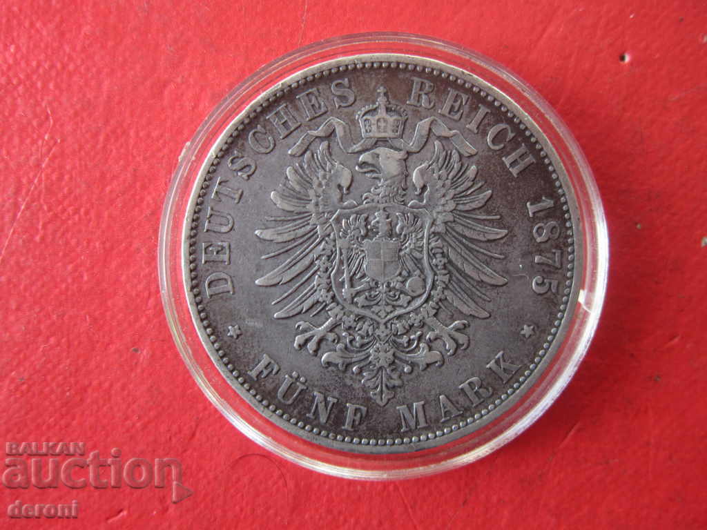 Delivery of 5 Mark stamps 1875 Ludvig silver coin Delivery of 5 Mark stamps 1875 Ludvig silver coin