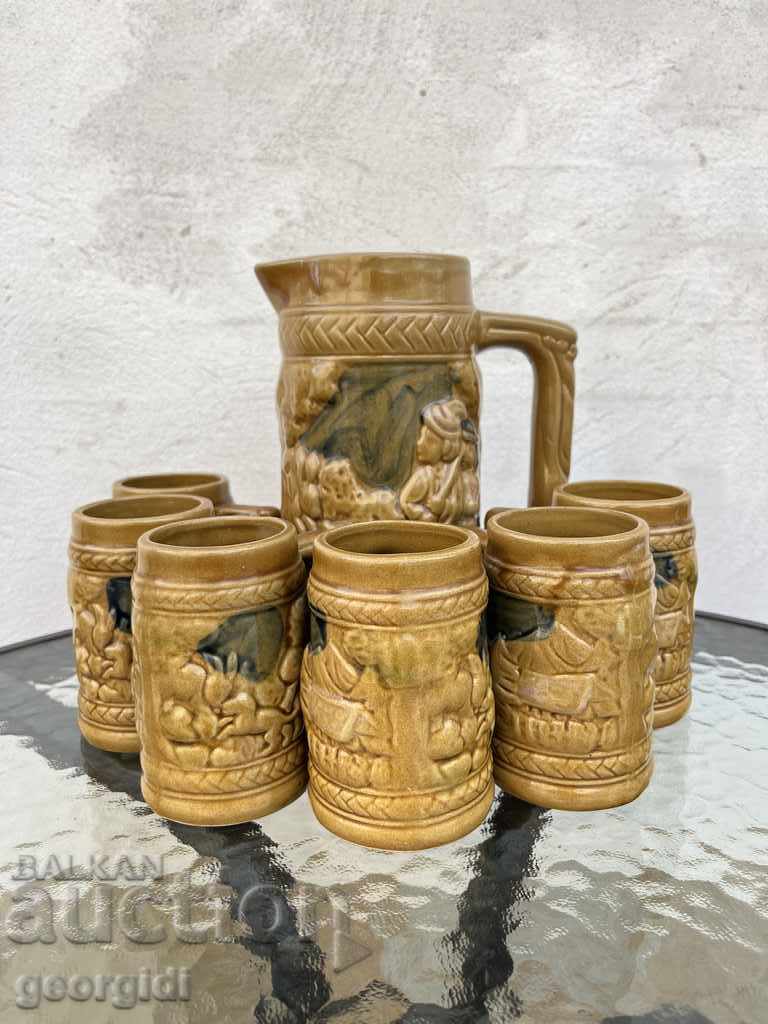Set of jug with punch cups №1389