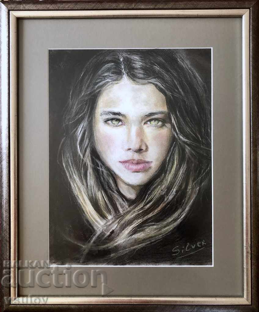 YOUTH: painting pastel woman girl portrait with price 299.98 BGN | € 153.38