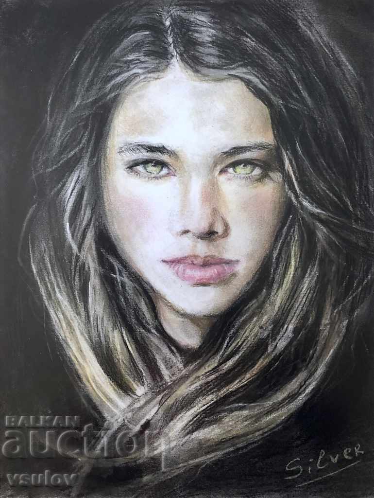 YOUTH: painting pastel woman girl portrait