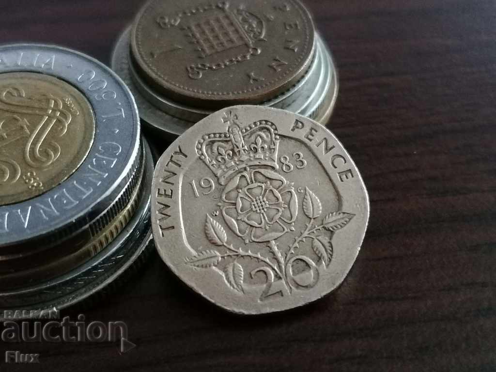 Moneda - Marea Britanie - 20 de bani 1983.