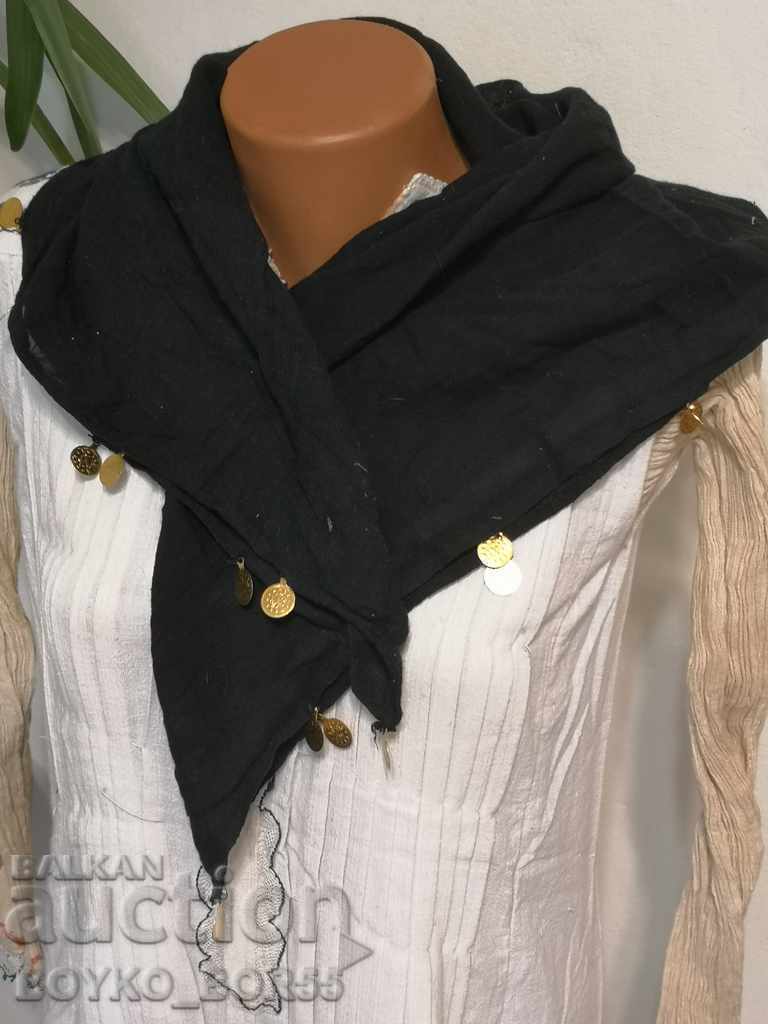 Women's Antique Black Scarf for Costume 70/70 cm. - 5 Women's Antique Black Scarf for Costume 70/70 cm. - 5