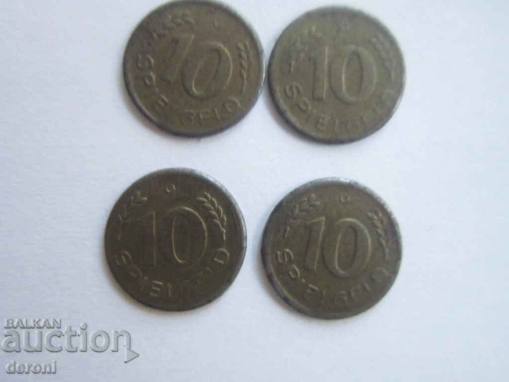 Стар немски жетон Spielgeld лот жетони с цена 10.00 лв. | € 5.11 Стар немски жетон Spielgeld лот жетони с цена 10.00 лв. | € 5.11