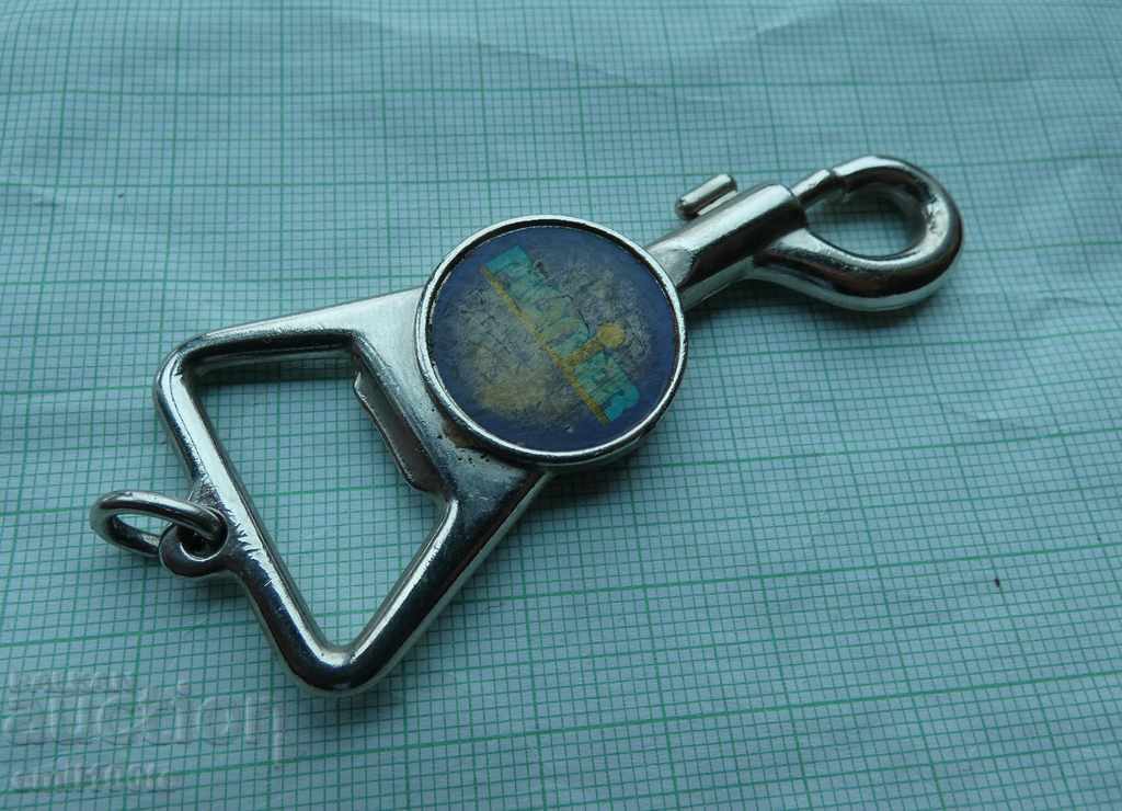 Keychain with beer opener promotional jeans PIONIER