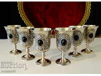 Silver-plated copper cups, onyx.
