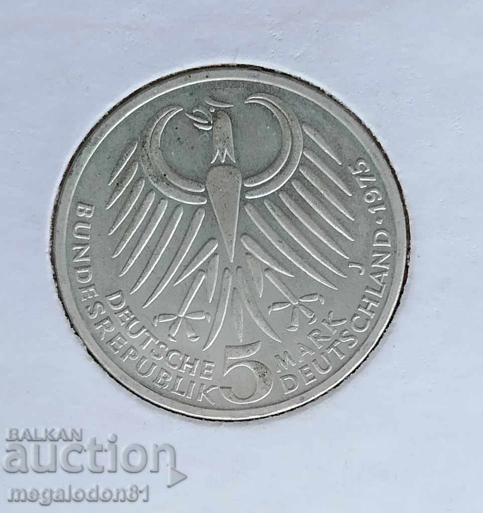 Germania - 5 timbre 1975, argint