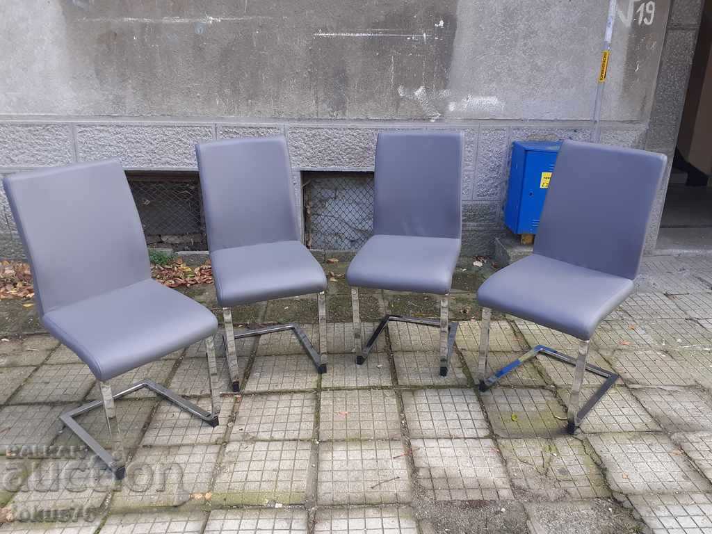 Τέσσερις υπέροχες μοντέρνες καρέκλες τραπεζαρίας - οικολογικό δέρμα μεταλλικό
