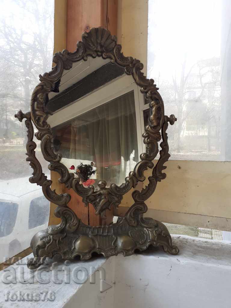 Oglindă mare unică în stil baroc de bronz de 5,5 kg.