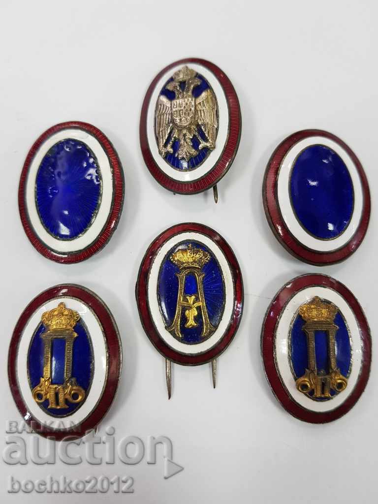 Уникална колекция от 6 бр. сръбски царски военни кокарди