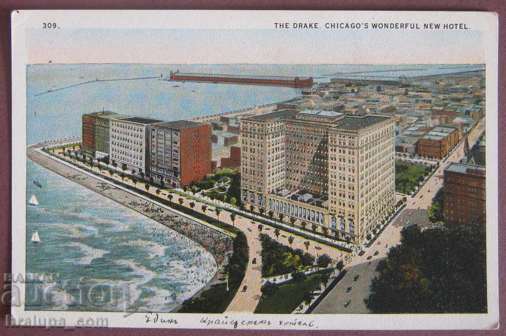 Пощенска стара картичка Чикаго