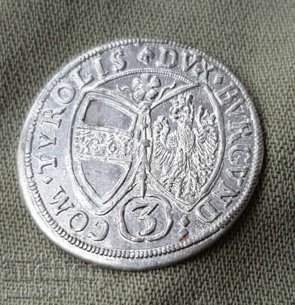 Австрия-Тирол 3 Кройцера 1660, Фердинанд Карл, сребро