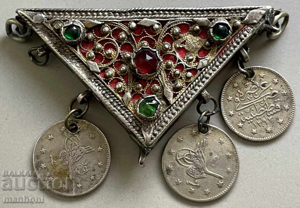 5003 Imperiul Otoman muska amulet trei sigilii tugri argint