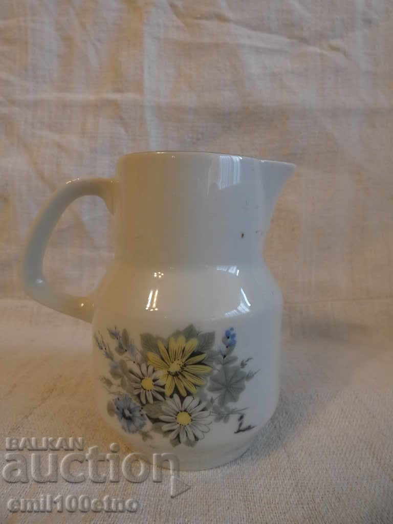 Milk jug - old Bulgarian porcelain with price 3.00 BGN | € 1.53 Milk jug - old Bulgarian porcelain with price 3.00 BGN | € 1.53