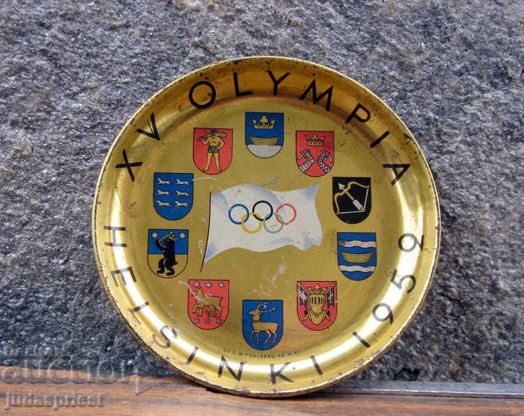 Auction Olympic marked plate Olympiad Helsinki 1952 Auction Olympic marked plate Olympiad Helsinki 1952