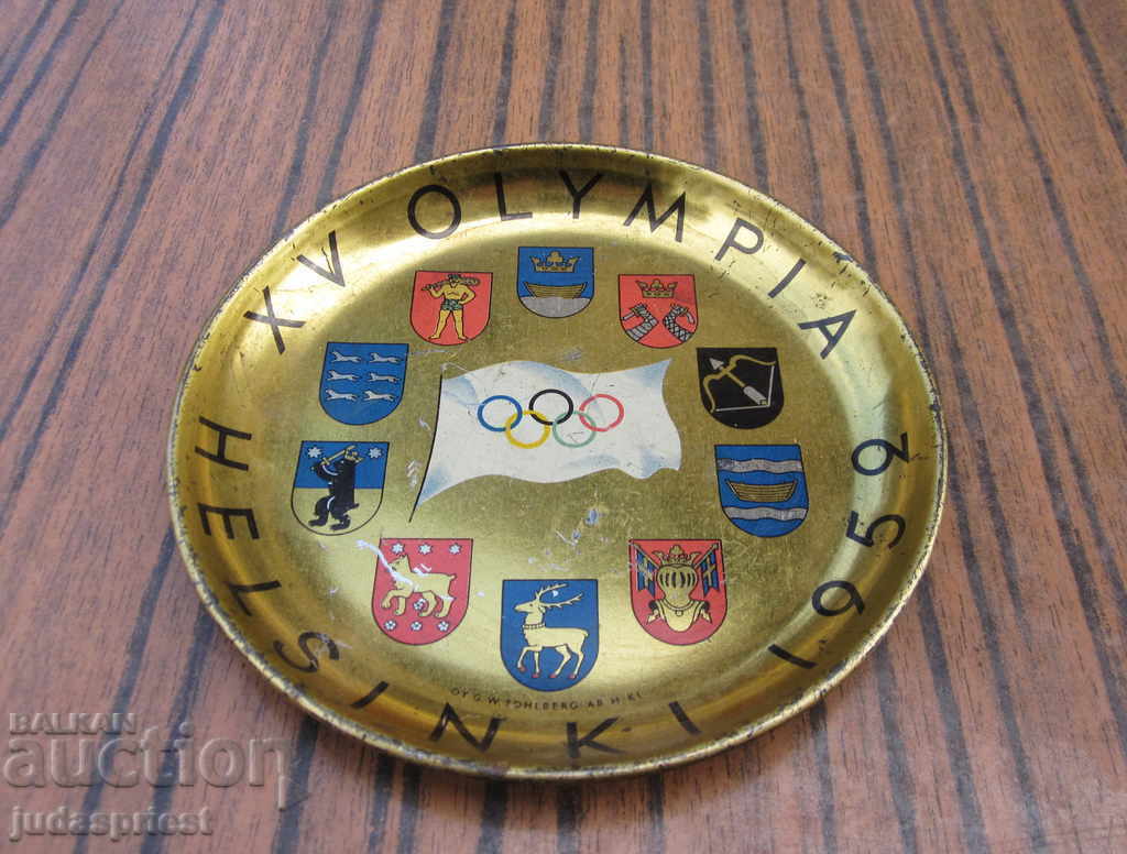Delivery of Olympic marked plate Olympiad Helsinki 1952 Delivery of Olympic marked plate Olympiad Helsinki 1952