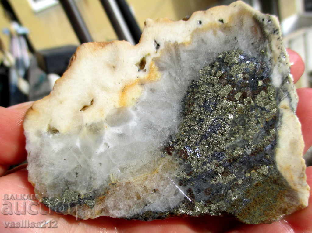 Auction Mineral with pyrite, cut Auction Mineral with pyrite, cut