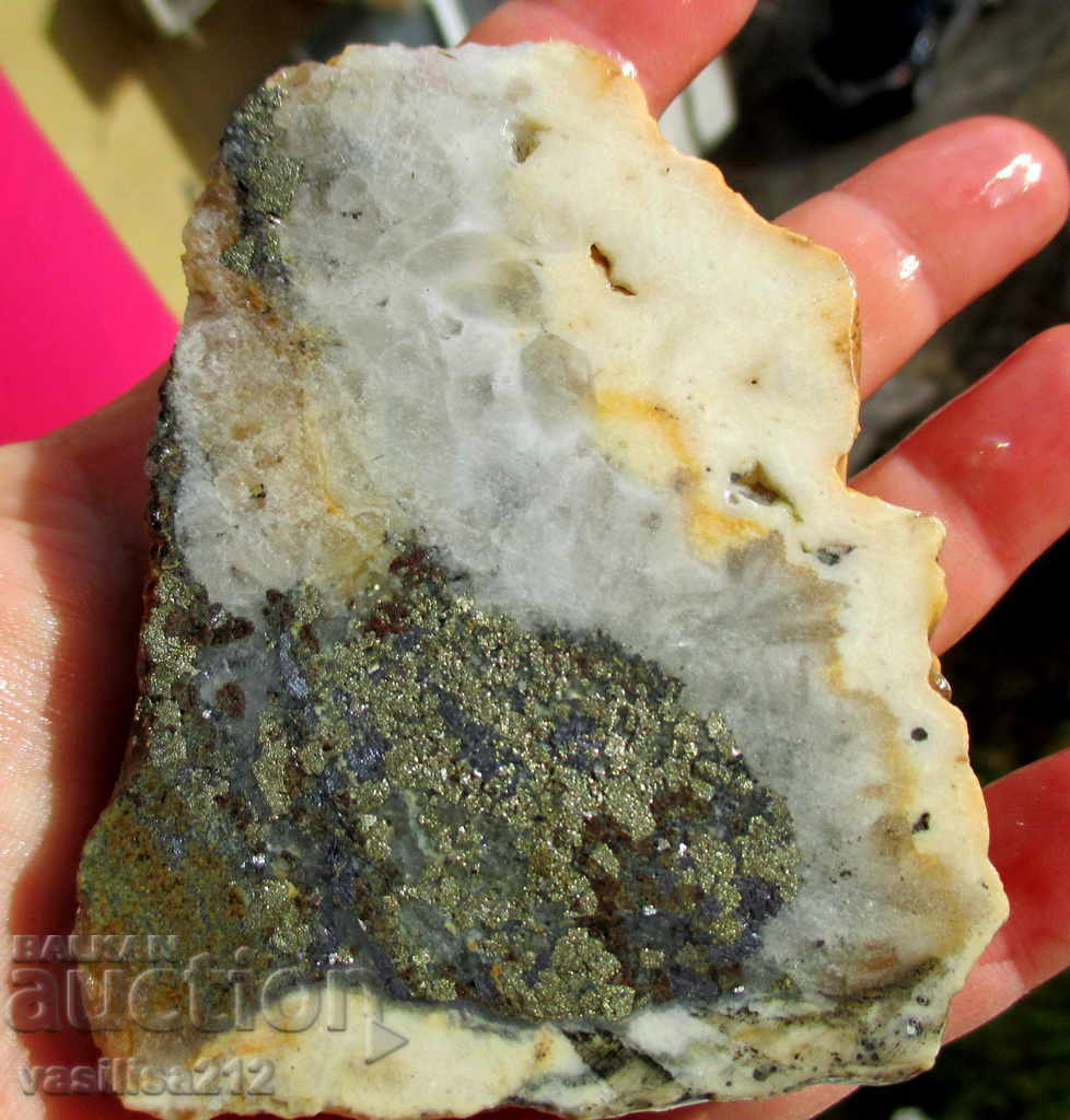 Mineral with pyrite, cut Mineral with pyrite, cut