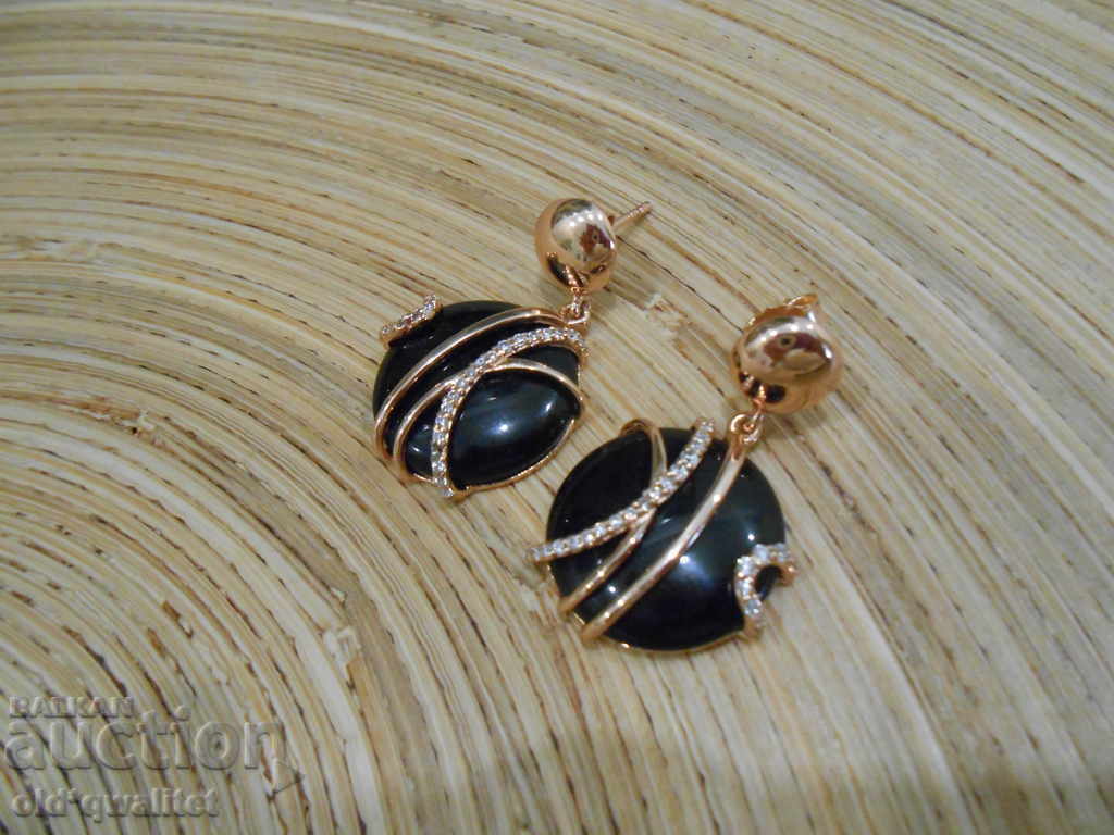 Wonderful silver earrings with gold and stones SUPER elegant - 5 Wonderful silver earrings with gold and stones SUPER elegant - 5