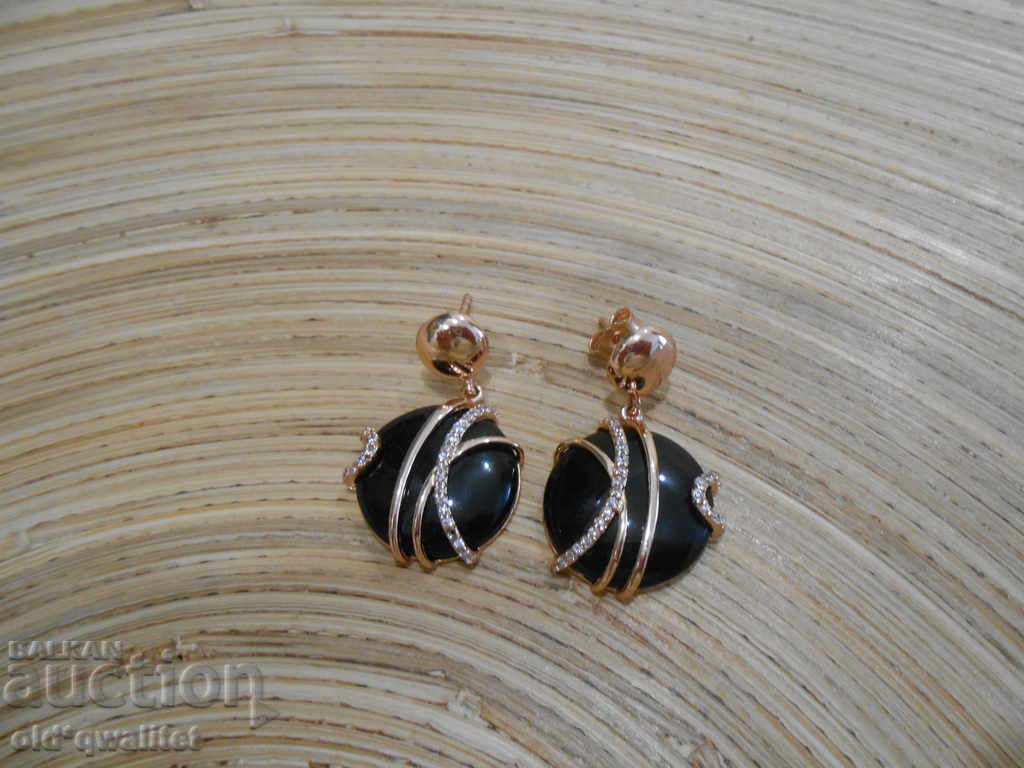 Wonderful silver earrings with gold and stones SUPER elegant - 6 Wonderful silver earrings with gold and stones SUPER elegant - 6