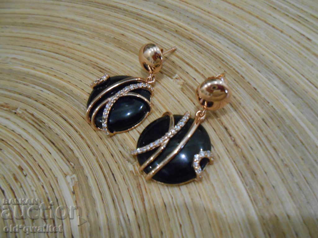 Wonderful silver earrings with gold and stones SUPER elegant - 7 Wonderful silver earrings with gold and stones SUPER elegant - 7