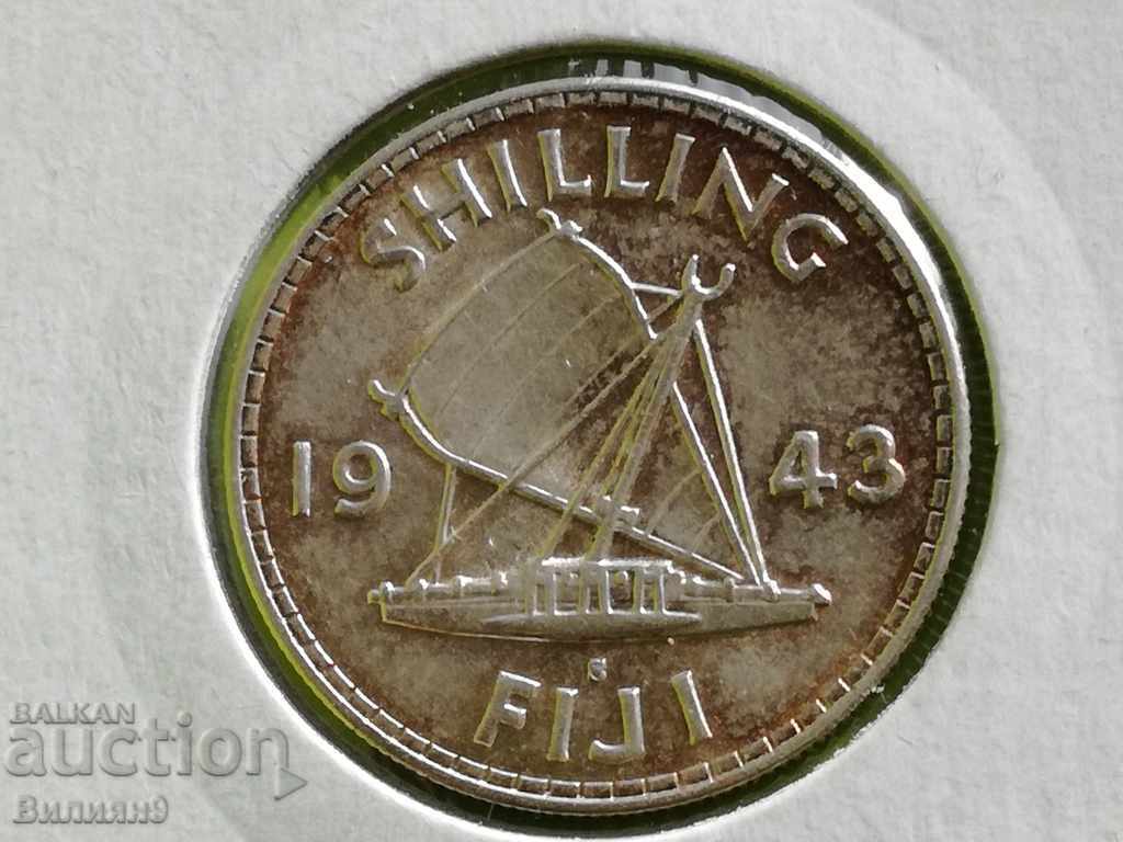 1 șiling 1943 Fiji Unc Argint