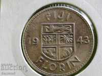 1 Florin 1943 Fiji Argint Rare
