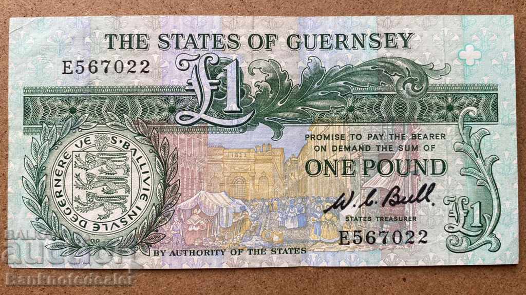 Guernsey 1 Pound 1980-89 Bull Pick 48 Ref 7022
