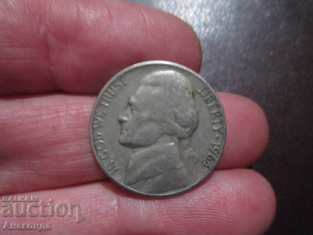1963 5 US cents letter D