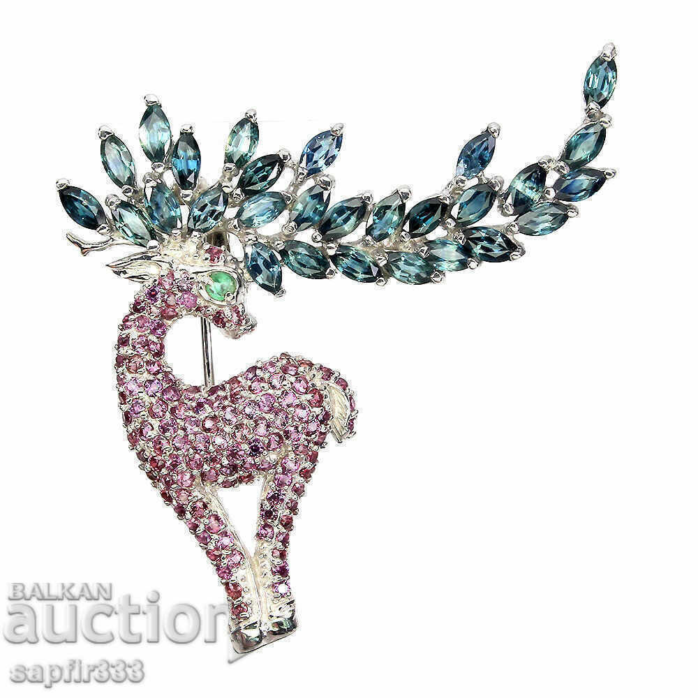 CHRISTMAS DEER LUXURY BROOCH WITH SAPPHIRES with price 692.00 BGN | € 353.81