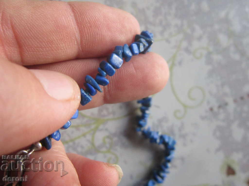 Auction Silver necklace necklace with lazurite stones Auction Silver necklace necklace with lazurite stones