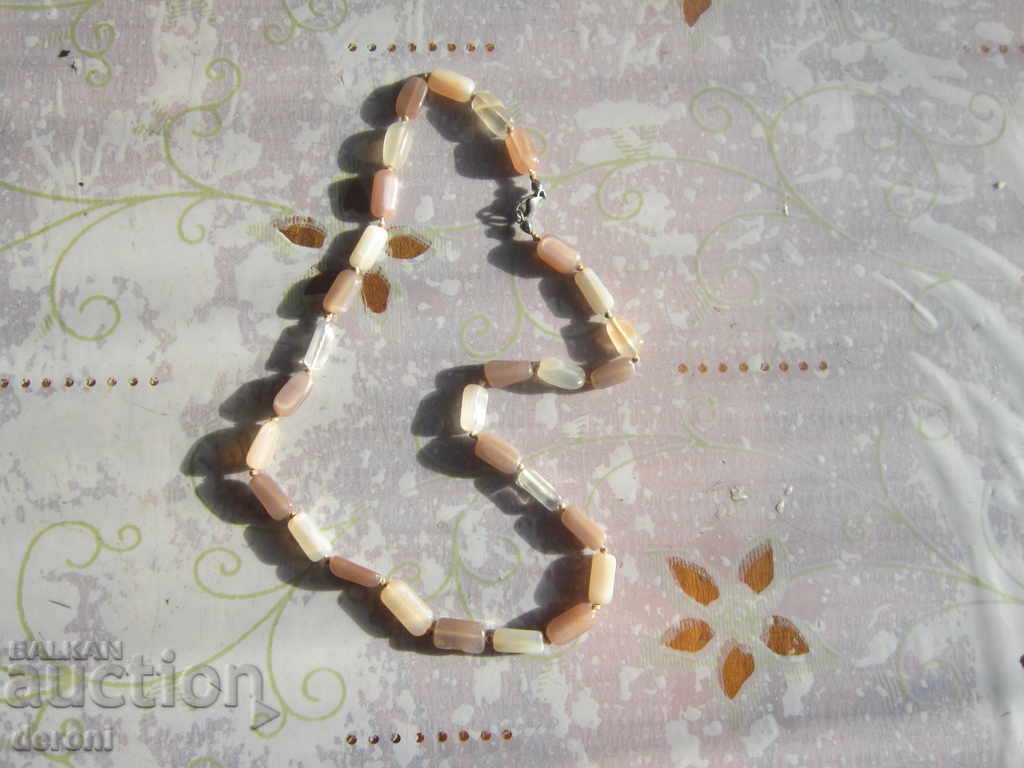 Silver necklace necklace with cat's eye stones - 5