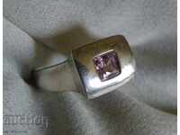 Old Western European silver ring with spinel