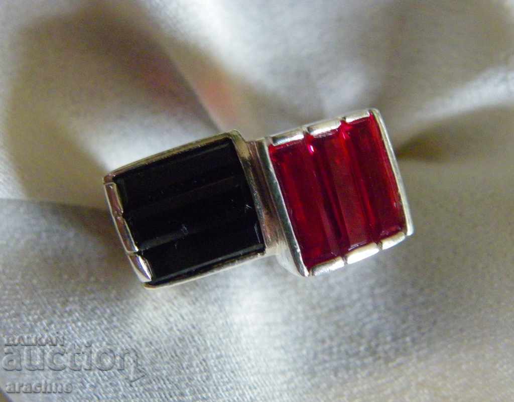 Old Western European silver ring with rubies and sapphires - 5 Old Western European silver ring with rubies and sapphires - 5