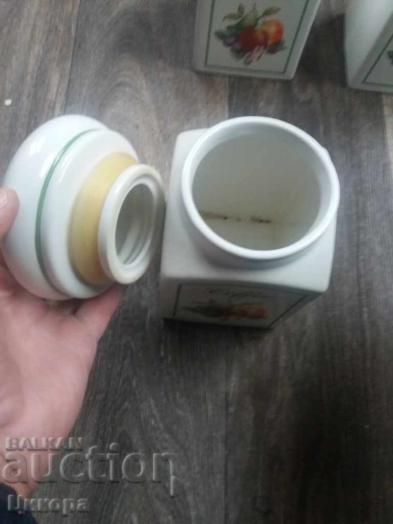 PORCELAIN JARS FOR SPICES-3 pcs with price 40.00 BGN | € 20.45 PORCELAIN JARS FOR SPICES-3 pcs with price 40.00 BGN | € 20.45
