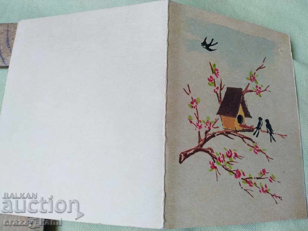 Auction Old hand-painted card, watercolor. Auction Old hand-painted card, watercolor.