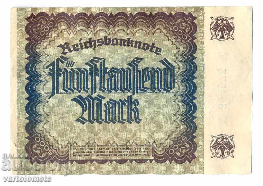 5000 MARK GERMANY REICHSBANKNOTE 1922 with price 4.00 BGN | € 2.05 5000 MARK GERMANY REICHSBANKNOTE 1922 with price 4.00 BGN | € 2.05
