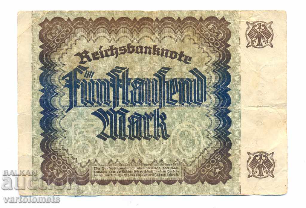 5000 MARK GERMANY REICHSBANKNOTE 1922 with price 4.00 BGN | € 2.05 5000 MARK GERMANY REICHSBANKNOTE 1922 with price 4.00 BGN | € 2.05