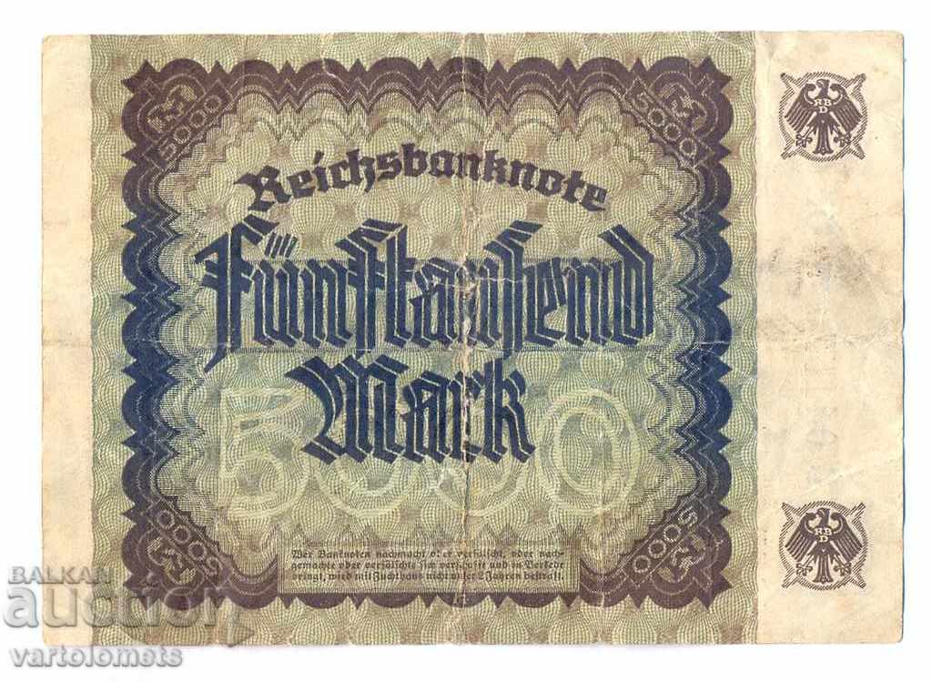 5000 MARK GERMANY REICHSBANKNOTE 1922 with price 4.00 BGN | € 2.05 5000 MARK GERMANY REICHSBANKNOTE 1922 with price 4.00 BGN | € 2.05
