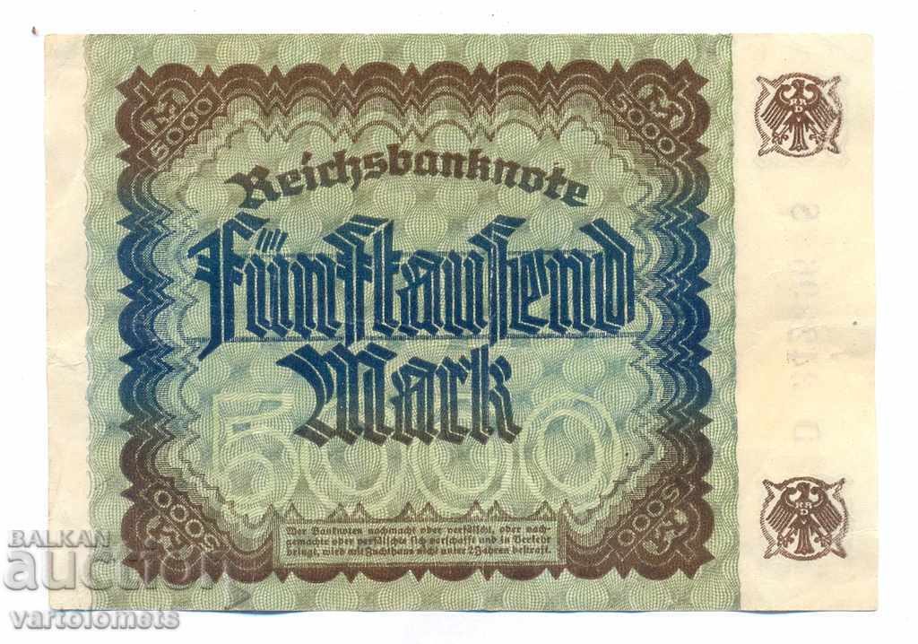 5000 MARK GERMANY REICHSBANKNOTE 1922 with price 4.00 BGN | € 2.05 5000 MARK GERMANY REICHSBANKNOTE 1922 with price 4.00 BGN | € 2.05