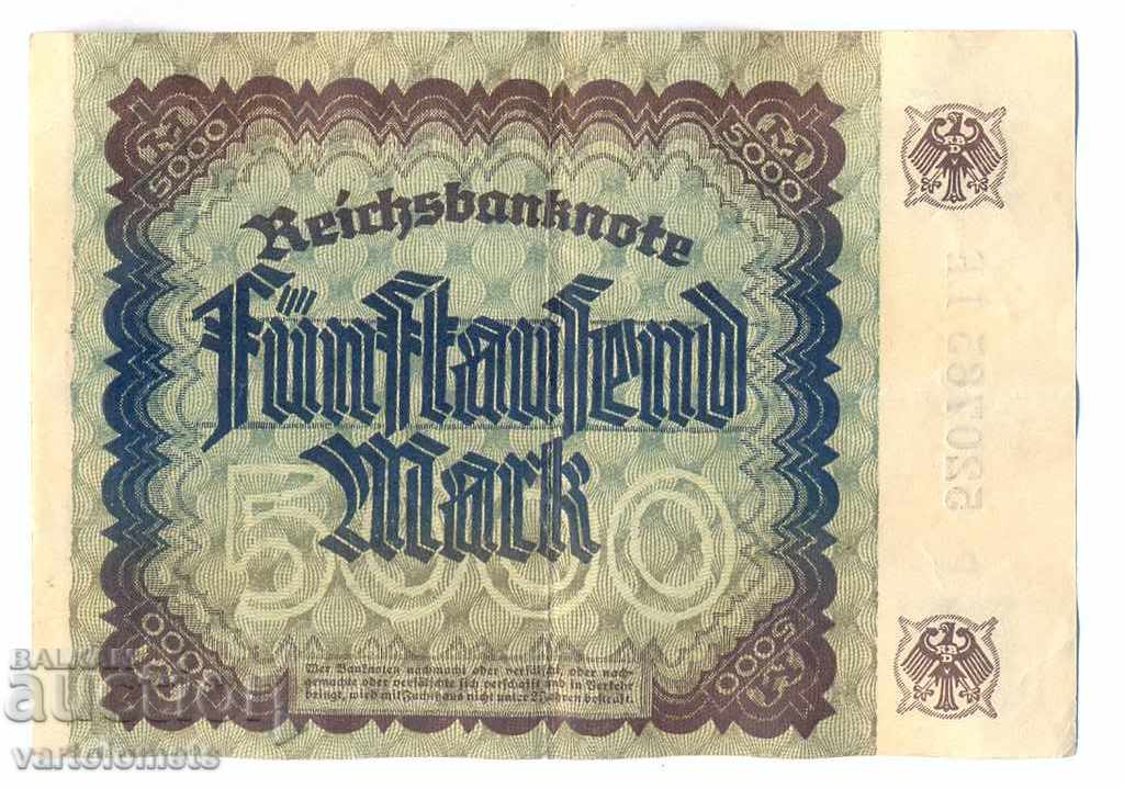 5000 MARK GERMANY REICHSBANKNOTE 1922 with price 4.00 BGN | € 2.05 5000 MARK GERMANY REICHSBANKNOTE 1922 with price 4.00 BGN | € 2.05